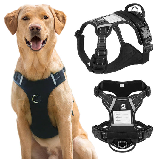 Tactical Dog Harness for Large Dogs – No Pull Adjustable No-Choke Vest with Handle for Easy Contro